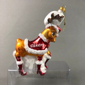 Santa's Reindeer VIXEN Glass Christmas Ornament
